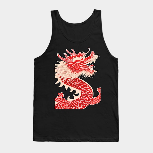 Chinese Dragon 7: Chinese New Year, Year of the Dragon  on a dark (Kicked Out) background Tank Top by Puff Sumo